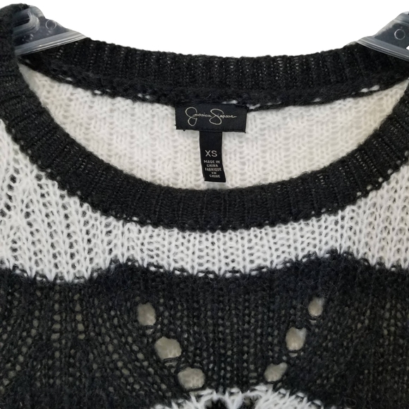 Jessica Simpson Loreen Open Knit Striped Sweater in Black Stripe Womens Size XS - Picture 12 of 12
